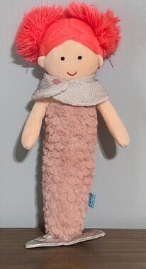 Manhattan Toy Mermaid Plush Doll Pink Silver Red Hair Soft Doll